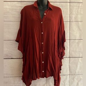 Free People high/low button up blouse